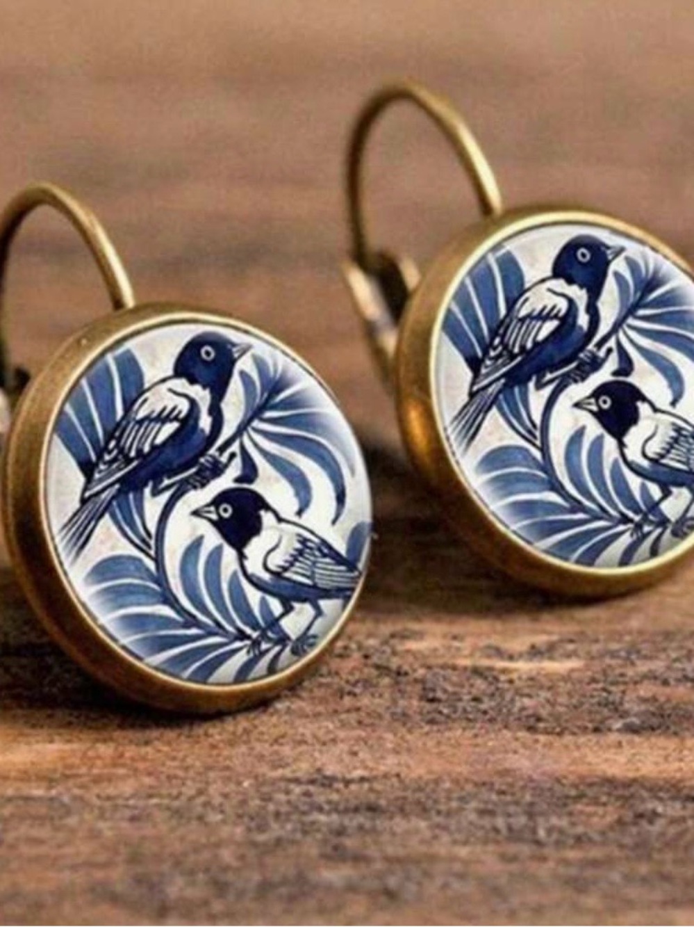 Blue Bird Porcelain Drop Earrings - Ceramic Bird Design